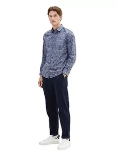 Koszule męskie - TOM TAILOR Męska koszula Poplin Regular Fit ze wzorem w kropki, 32319-Navy Off White Diamond Design, S - grafika 1