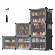 Akcesoria obuwnicze - Funkcjonalny modułowy organizer na buty 6 x pojemnik z drzwiczkami czarny - miniaturka - grafika 1