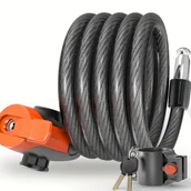 Inne - TEMU Wysokiej jakości zamek na rower z kluczem, szczotkowane wykończenie PVC, odporny na przecięcie, wodoodporny, grubość 12 mm, długość 125 uchwytem - miniaturka - grafika 1