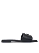 Klapki i japonki damskie - Tommy Hilfiger Klapki Th Logo Hardware Leather Mule FW0FW09292 Granatowy - miniaturka - grafika 1