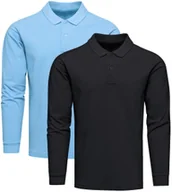 Koszulki męskie - 2-pak polo longsleeve premium niebieska i czarna Recea - miniaturka - grafika 1
