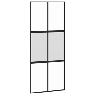 Drzwi przesuwne, czarne, 90x205 cm, szkło hartowane, aluminium 8721012120457 - Drzwi wewnętrzne - miniaturka - grafika 3