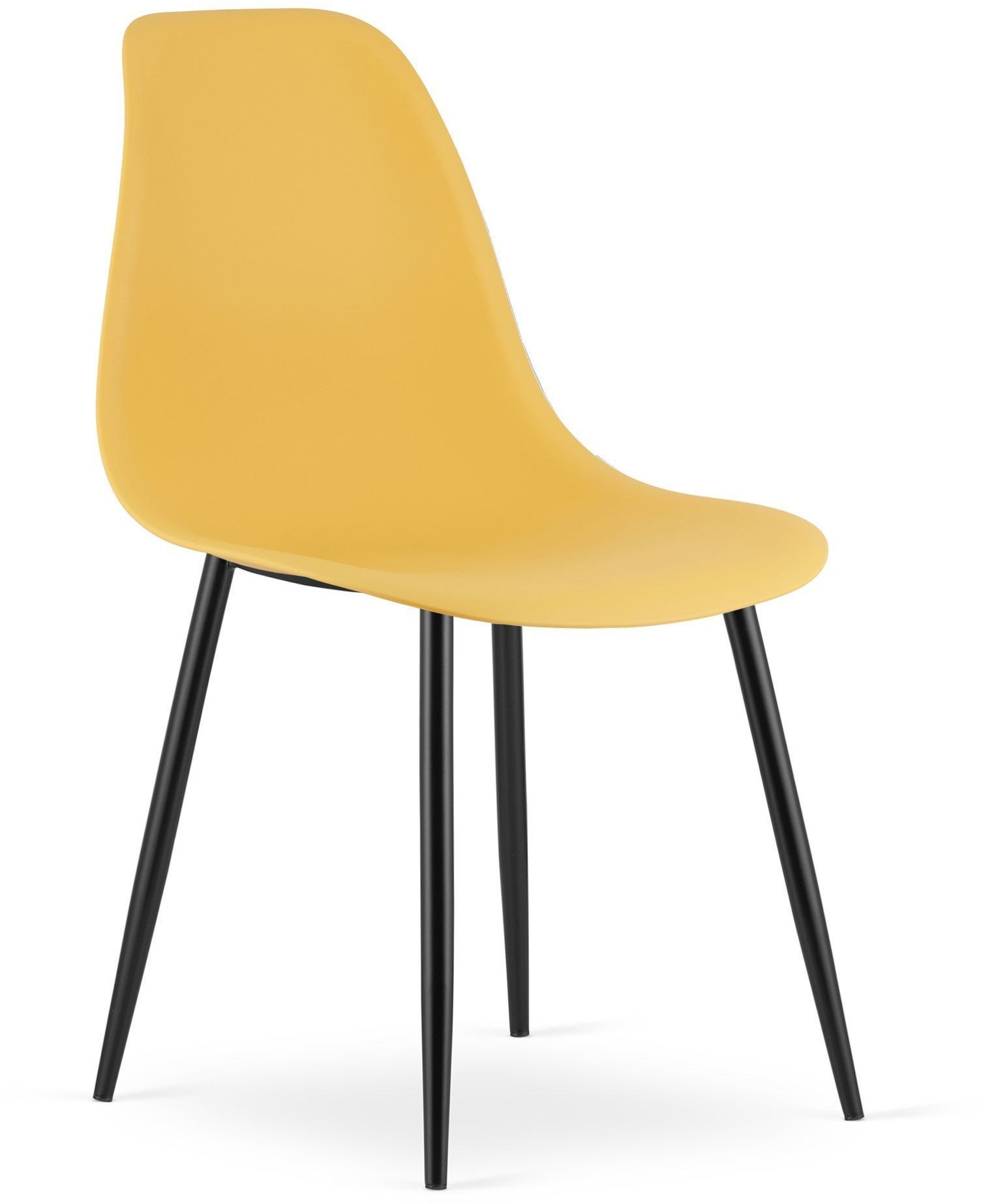 Krzesło skandynawskie musztardowe WAT czarne nogi do kuchni biuro loft
