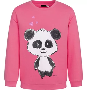 Bluzy dla dziewczynek - Bluza dziecięca dziewczęca dresowa  bawełniana Miś Panda Różowa Endo 122 - grafika 1