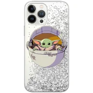 Etui i futerały do telefonów - Etui płynny brokat do Apple IPHONE 12 / 12 PRO Star Wars: Baby Yoda 026 oryginalne i oficjalnie licencjonowane, Srebrny - miniaturka - grafika 1