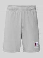 Spodenki męskie - Szorty z dzianiny dresowej z wyhaftowanym logo i elastycznym pasem - miniaturka - grafika 1