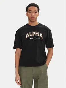 Alpha Industries T-Shirt College 146501 Czarny Relaxed Fit - Koszulki męskie - miniaturka - grafika 1