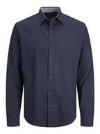 Koszule męskie - JACK & JONES Męska koszula Jprblabelfast L/S Noos koszula rekreacyjna, Perfect Navy/Fit:comfort Fit, M - miniaturka - grafika 1