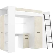 Łóżka dla dzieci i młodzieży - Łóżko Piętrowe Verana Prawe Biały / Granada Migdał MebloCross Granada Migdał, Biały - miniaturka - grafika 1