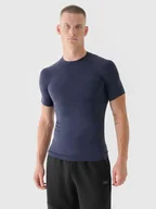 Koszulki sportowe męskie - 4F Koszulka treningowa bezszwowa szybkoschnąca męska 4F x Robert Lewandowski - granatowa S/M - miniaturka - grafika 1