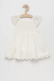 Sukienki i spódniczki dla dziewczynek - GAP sukienka bawełniana dziecięca kolor biały mini rozkloszowana - - grafika 1