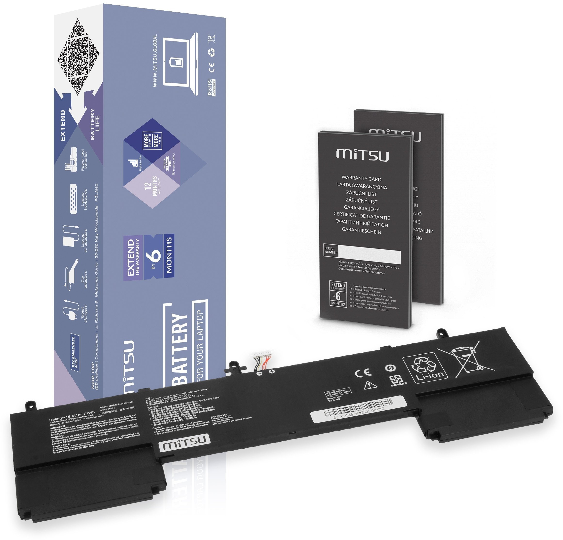 Bateria Mitsu do Asus Zenbook 15 UX534F, Flip UX563FD