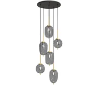 Lampy sufitowe - Wofi 5007-502 - Żyrandol na lince BELLEVILLE 6xE14/40W/230V czarne/złoty - miniaturka - grafika 1