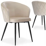 Krzesła - Krzesło Welurowe Beżowe Tapicerowane Velvet Loft Metalowe Skandynawskie - miniaturka - grafika 1