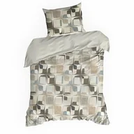 Pościel - Eurofirany Pościel satynowa 140x200 Spring 36 beżowa geometria NEW24 - miniaturka - grafika 1