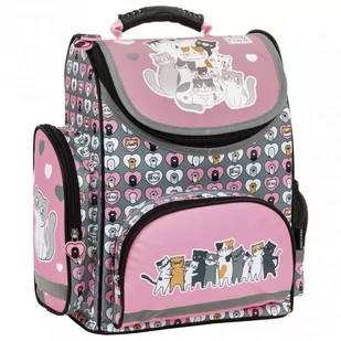 Plecak szkolny dla dziewczynki różowy PakaNiemowlaka kot wielokomorowy - Plecaki szkolne i tornistry - miniaturka - grafika 1
