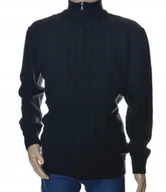 Swetry męskie - Ciepły wełniany sweter męski na zamek rozpinany szetland z wełny M czarny - miniaturka - grafika 1