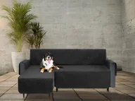 Narzuty - Pokrowiec na kanapę narożnikową z podnóżkiem z prawej strony 200cm czarny - miniaturka - grafika 1