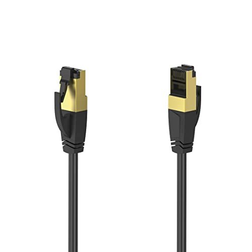 Hama Cat 8 kabel sieciowy 5 m, Gigabit Ethernet do 40 Gbps (RJ45 kabel długi, S/FTP podwójnie ekranowany, skręcany, bezhalogenowy, pozłacana wtyczka, ochrona przed zagięciem, kabel Ethernet z