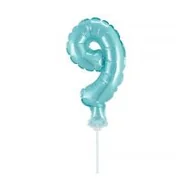 Balony i akcesoria - GoDan Balon foliowy "Cyfra 9 - Micro", 5", błękitne BC-5BL9 - miniaturka - grafika 1