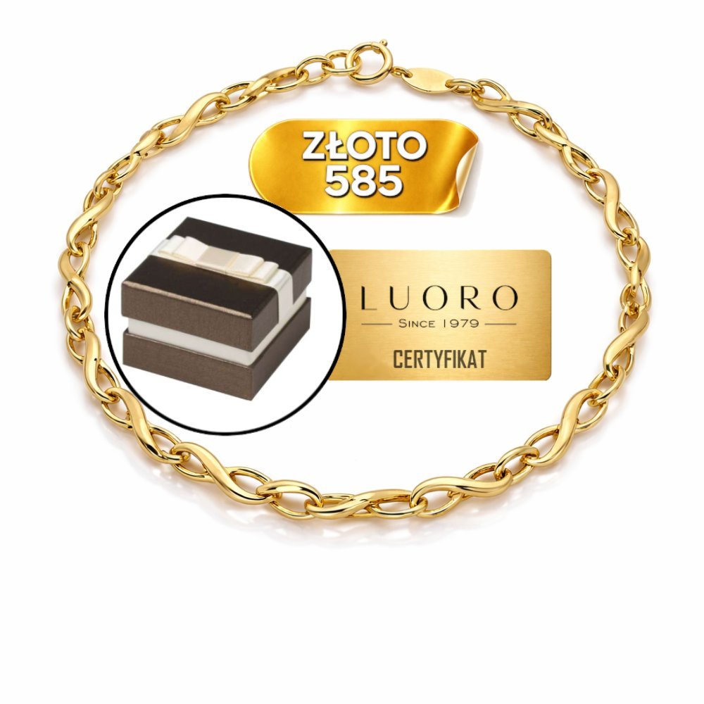Bransoletka złota 585 14K znak nieskończoności 19 CM elegancka subtelna