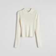 Swetry damskie - Reserved - Sweter polo - Kremowy - miniaturka - grafika 1