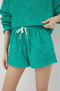 Spodenki damskie - Billabong Billabong szorty bawełniane damskie kolor zielony gładkie high waist - grafika 1
