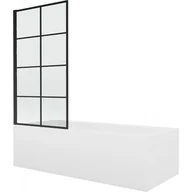 Wanny - Mexen Vega wanna prostokątna 180 x 80 cm z obudową i parawanem 1-skrzydłowym 70 cm, czarny wzór - miniaturka - grafika 1