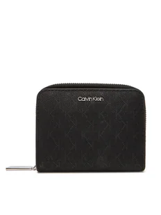 Calvin Klein Mały Portfel Damski Ck Must Aop Md Zip Around W Flap LV04F1037G Czarny - Portfele - miniaturka - grafika 1