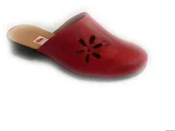 Klapki i japonki damskie - SKÓRZANE czerwone klapki tęgośc H i G 40 - miniaturka - grafika 1