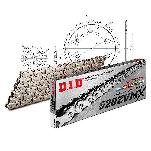 Zestaw łańcuchów DID stal 520ZVM-X / 114 nitowy zamek do Husqvarna WRE 125 ccm rok prod. 1995-1998