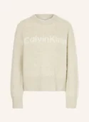 Swetry damskie - Calvin Klein Sweter Z Dodatkiem Alpaki beige - miniaturka - grafika 1