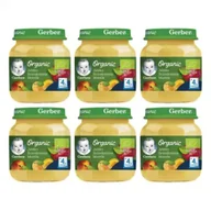 Desery dla dzieci - Gerber Organic Deserek jabłko brzoskwinia morela dla niemowląt po 4 miesiącu Zgrzewka 6 x 125 g Bio - miniaturka - grafika 1