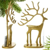 Ozdoby bożonarodzeniowe - Figurka Renifer Jeleń 23X8X31.5 Cm Dekoracja Świąteczna Metalowa Złota - miniaturka - grafika 1