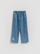 Spodnie i spodenki dla dziewczynek - Reserved - Jeansy baggy fit z prostą nogawk - niebieski - miniaturka - grafika 1