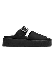 Clarks Skórzane klapki w kolorze czarnym - Klapki i japonki damskie - miniaturka - grafika 1