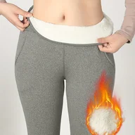 Inne - TEMU Legginsy z Wysokim Stanem i Podszewką z Polar, z Kieszeniami - Elastyczne, Ciepłe, Wygodne do Jogi i Fitnessu, Czarna Mieszanka Poliestru z - miniaturka - grafika 1