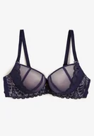 Biustonosze - Granatowo-Różowy Biustonosz Push Up z Koronką Nimffea - miniaturka - grafika 1