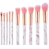 Pędzle do makijażu - Zestaw Pędzli Do Makijażu Marmur Marmurowe Róż 10 - miniaturka - grafika 1