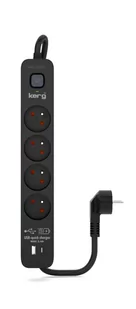 Urządz. zas.-zabezpiecz. KERG z wyłącznikiem-4 gniazda-USBC+USBA-czarny-3m-16A-H05VV-F-3x1,5mm2 - Przewody elektryczne - miniaturka - grafika 1