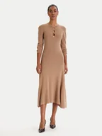 Sukienki - KARL LAGERFELD Sukienka dzianinowa B1W13003 Beżowy Regular Fit - miniaturka - grafika 1