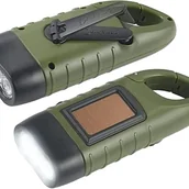 Latarki - Zestaw 2 latarek solarnych LED, latarki z korbką, latarka awaryjna LED zasilana energią słoneczną, ładowalna, do użytku na zewnątrz, na wędrówki, na p - miniaturka - grafika 1