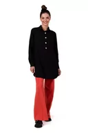 Bluzki damskie - B276 Tunika koszulowa z kołnierzykiem - czarna (kolor czarny, rozmiar L/XL) - miniaturka - grafika 1