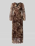 Sukienki - Długa sukienka z dekoltem w serek - miniaturka - grafika 1