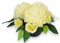 Sztuczne kwiaty - Stroik Na Cmentarz Chryzantemy Róże Dekoracja Z Obciążeniem - miniaturka - grafika 1