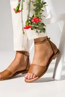 Espadryle damskie - Brązowe sandały skórzane damskie z zakrytą piętą pasek wokół kostki PRODUKT POLSKI Casu 2287-256-40 - miniaturka - grafika 1