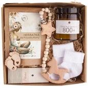 Zestawy upominkowe - GRYZAK z zawieszką do smoczka, świeca o zapachu 800+ i herbatka na prezent dla Przyszłej Mamy na Baby Shower - miniaturka - grafika 1