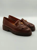 Mokasyny damskie - Brązowe mokasyny skórzane eleganckie i wygodne polska marka PULSO r. 37 - miniaturka - grafika 1