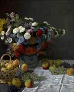 Plakaty - Galeria Plakatu, Plakat, Martwa Natura z Kwiatami i Owocem, Claude Monet, 59,4x84,1 cm - miniaturka - grafika 1