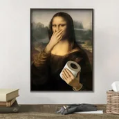Dekoracje domu - Plakat A3 w ramie dekoracja pokoju Art Mona Lisa WC humor zabawny plakat - miniaturka - grafika 1